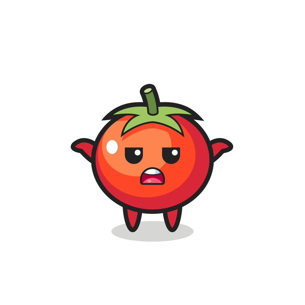 tomaten mascotte karakter zegt ik weet het niet vector