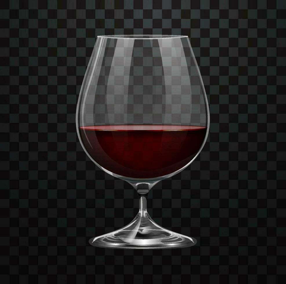 realistisch glas met rood cognac of brandewijn vector
