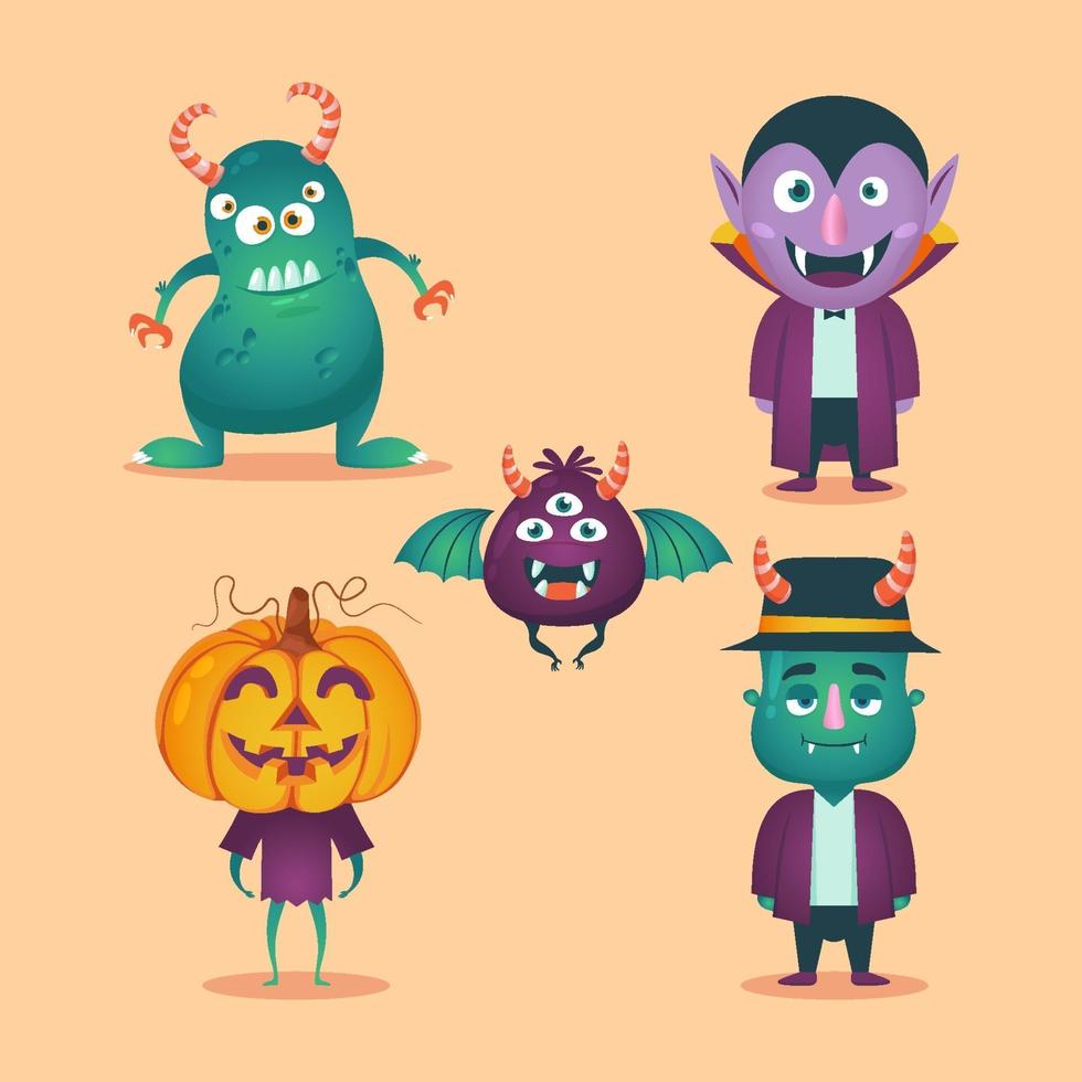 halloween monster karakter collectie vector