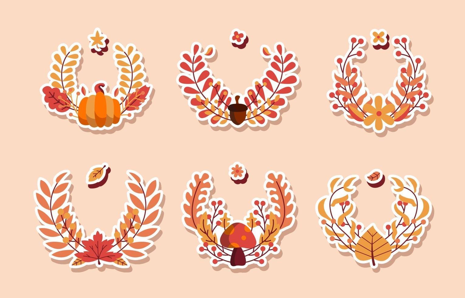 herfst krans sticker collectie vector