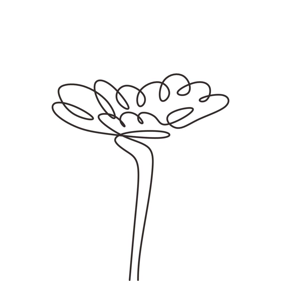 bloem continu één lijntekening geïsoleerd op een witte achtergrond vector