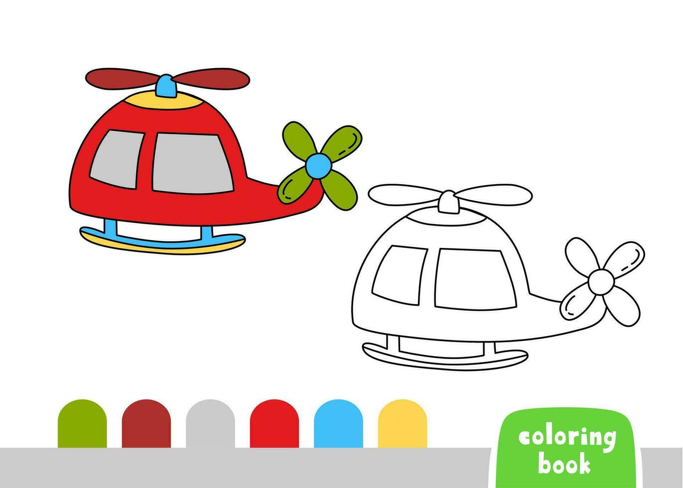 kleur boek voor kinderen helikopter bladzijde sjabloon vector illustratie