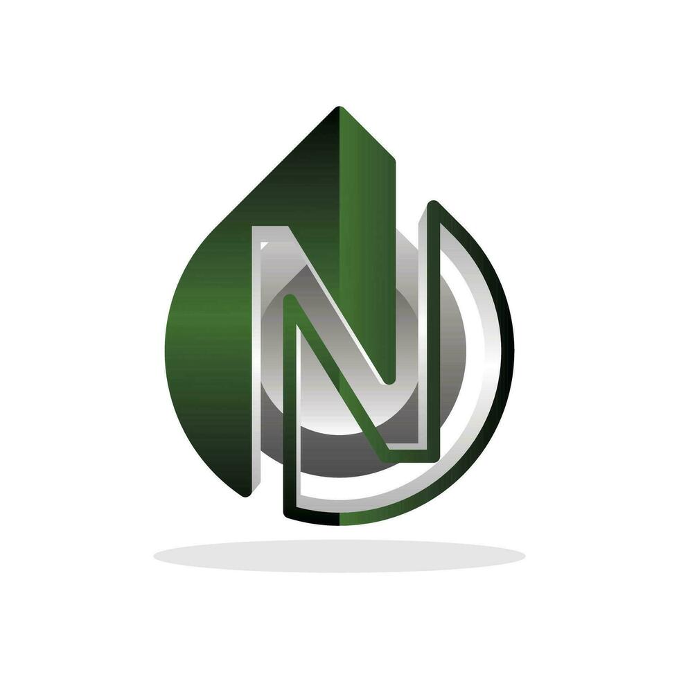 brief n met laten vallen water logo ontwerp, water laten vallen en schoon milieu symbool, logotype element voor sjabloon vector