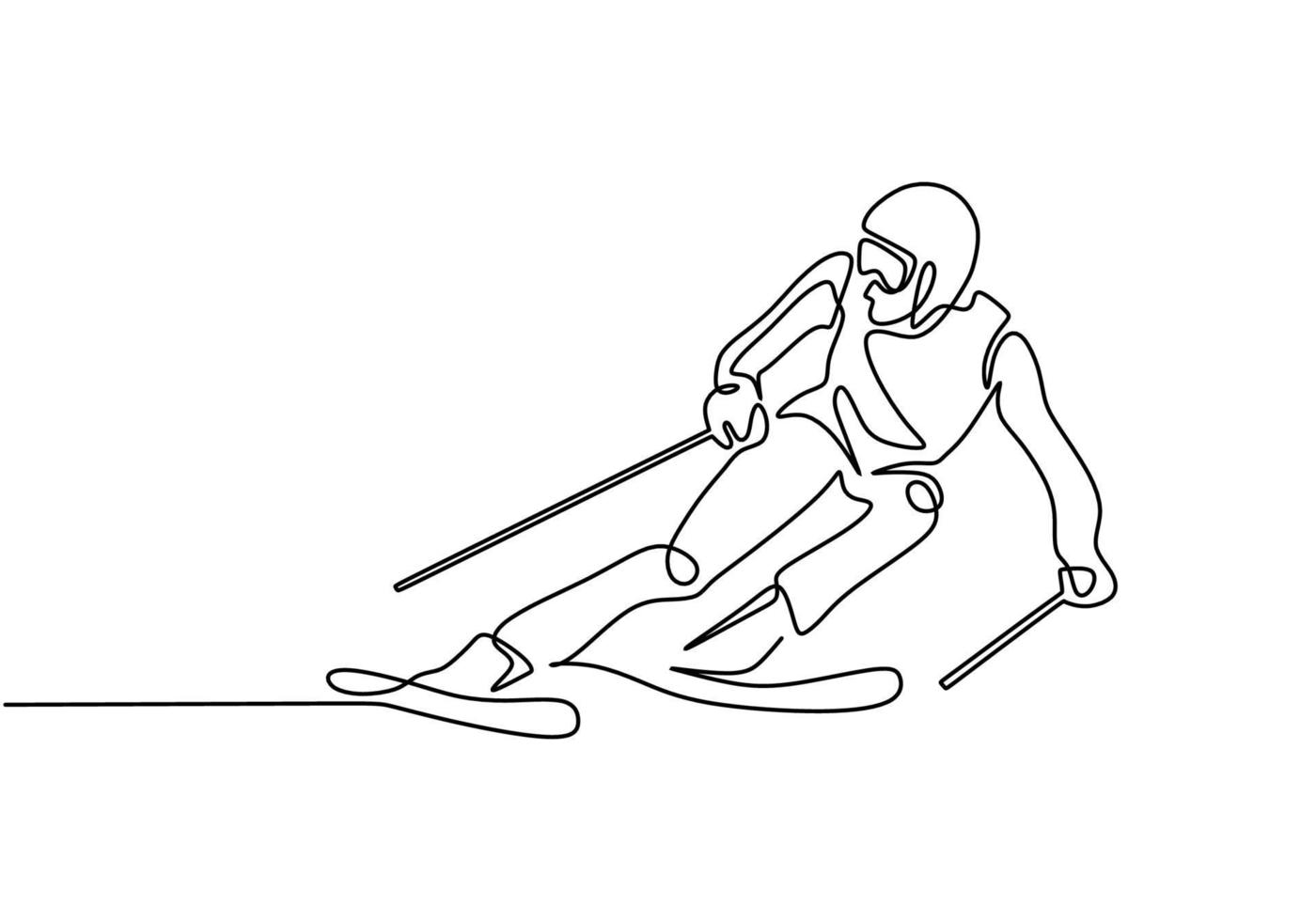 doorlopende lijn ski racer tekeningen vector illustratie.