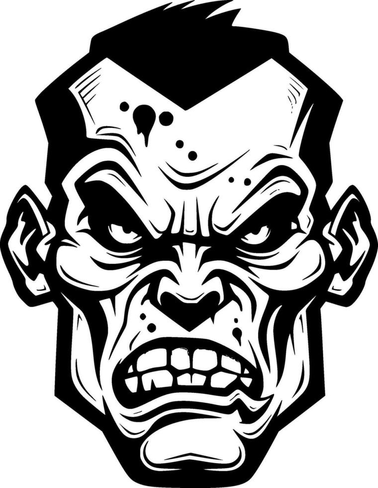 zombie - zwart en wit geïsoleerd icoon - vector illustratie