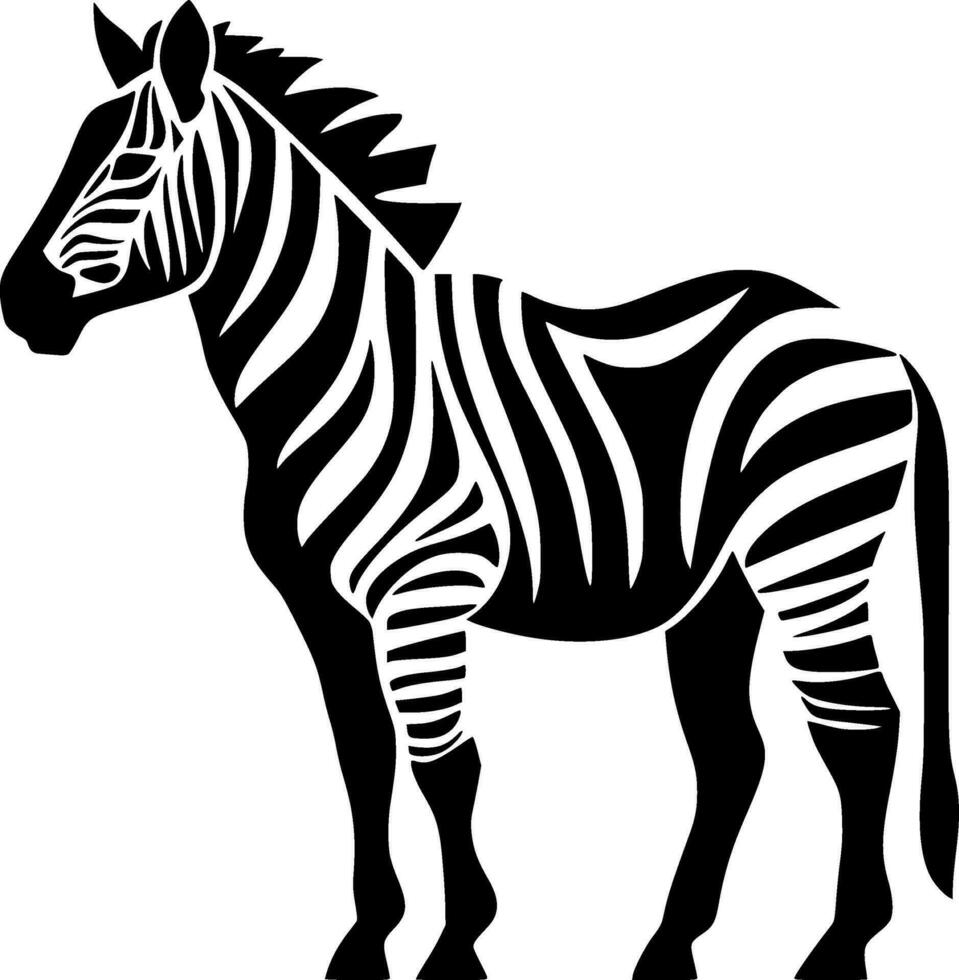 zebra - zwart en wit geïsoleerd icoon - vector illustratie