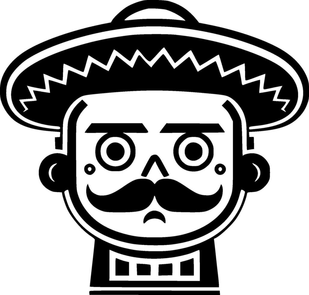Mexicaans - zwart en wit geïsoleerd icoon - vector illustratie