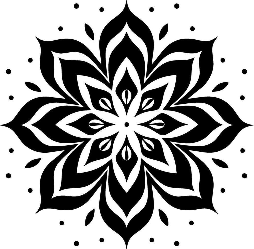 mandala - zwart en wit geïsoleerd icoon - vector illustratie