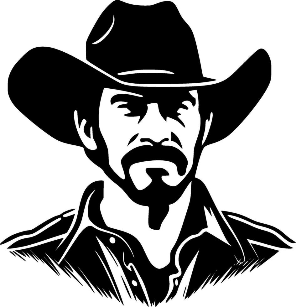 cowboy, zwart en wit vector illustratie