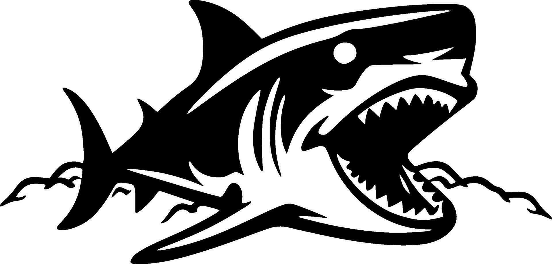 haai, zwart en wit vector illustratie