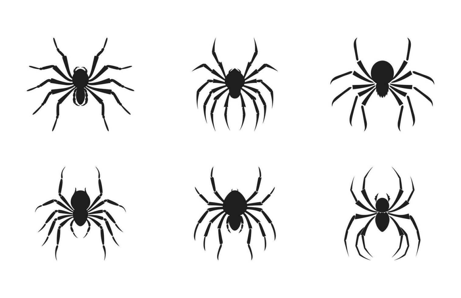 spin silhouetten vector clip art set, eng spin zwart silhouet reeks