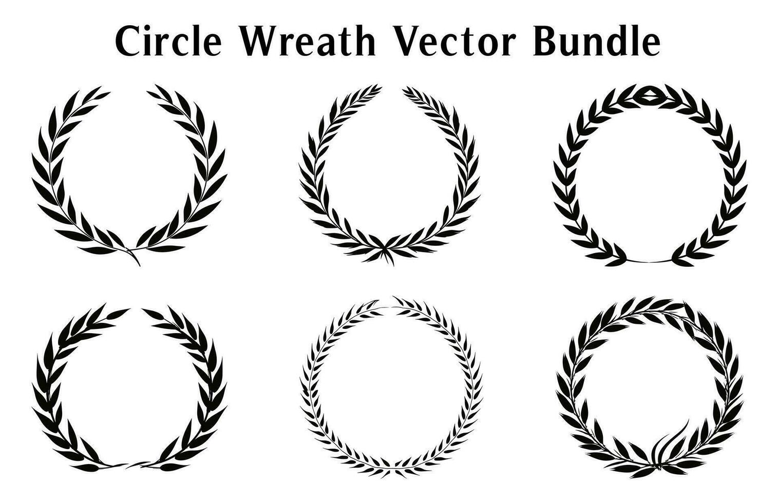 circulaire laurier foliate vector silhouetten, laurier krans clip art bundel, wijnoogst vertakking kransen