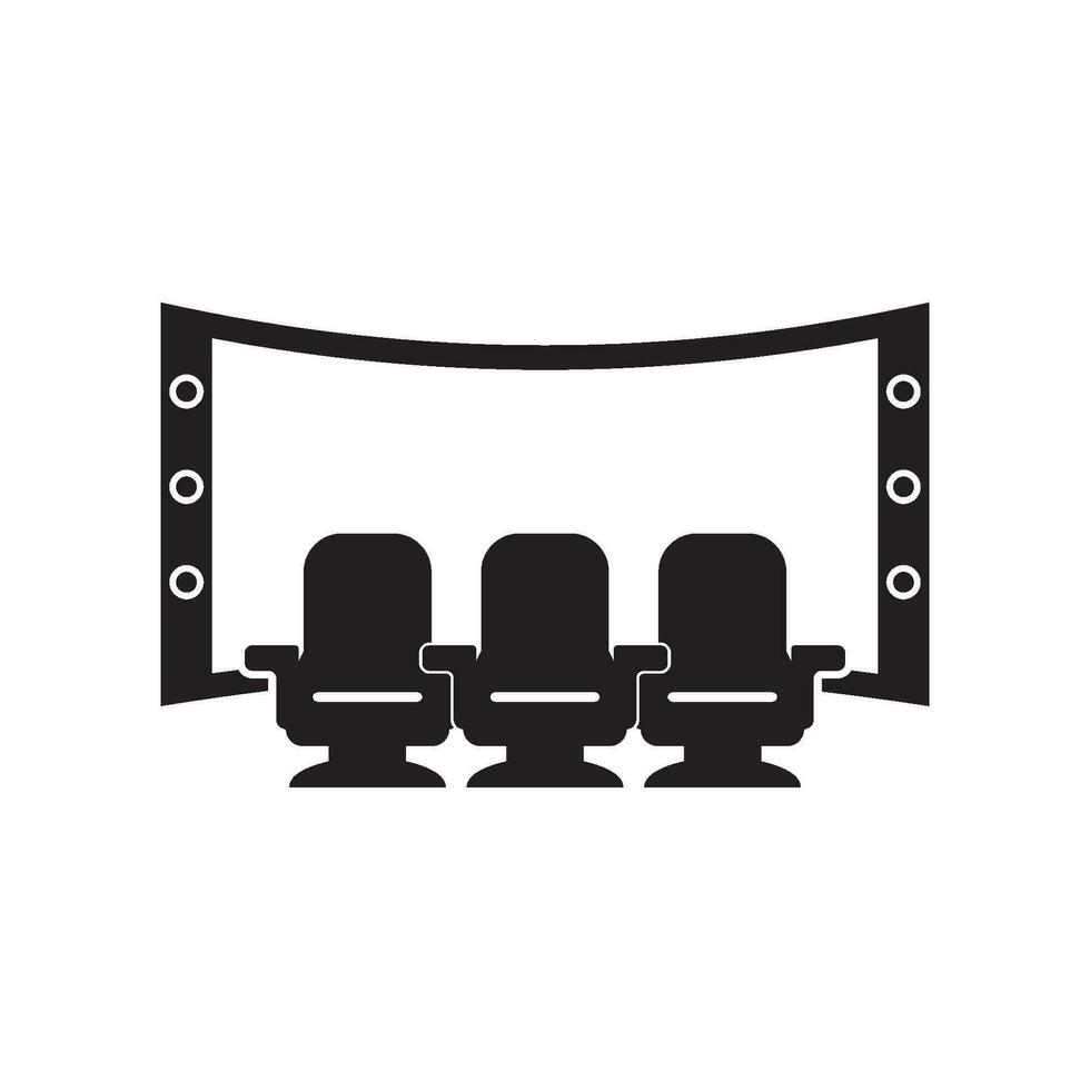 bioscoop stoel logo icoon symbool vector ontwerp sjabloon illustratie.