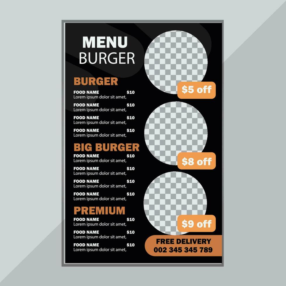 restaurant voedsel menu, voedsel naam ontwerp sjabloon vector