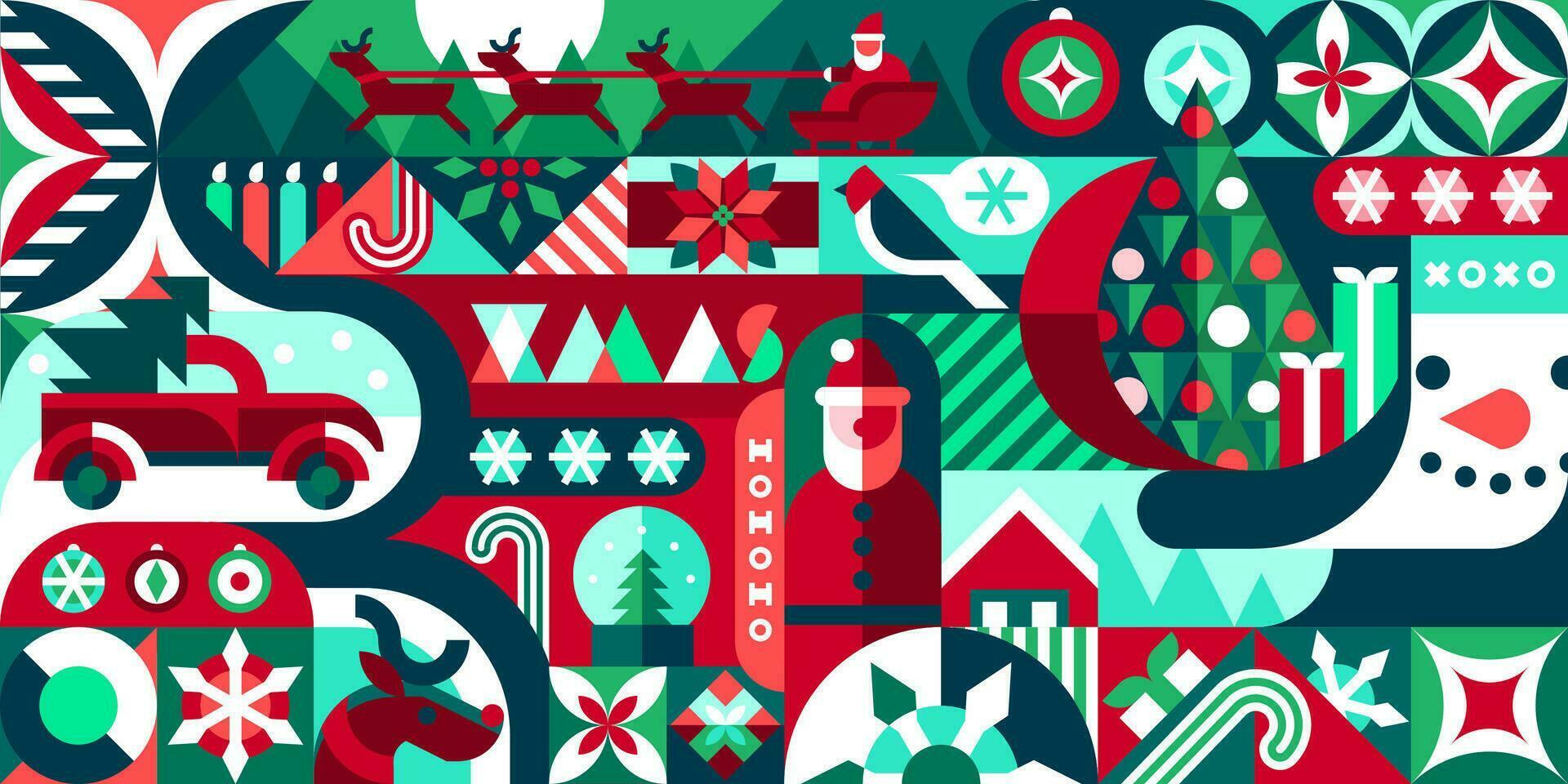 bauhaus patroon met Kerstmis motief achtergrond vector