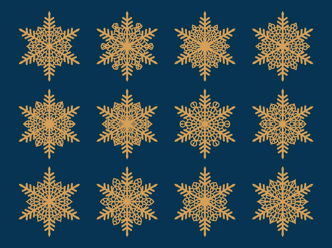 reeks van laser snijdend opengewerkt sneeuwvlokken. vector silhouet van Kerstmis decoratie. sjabloon voor papier geïsoleerd Aan blauw achtergrond. stencil voor scrapbooken, gesneden hout.