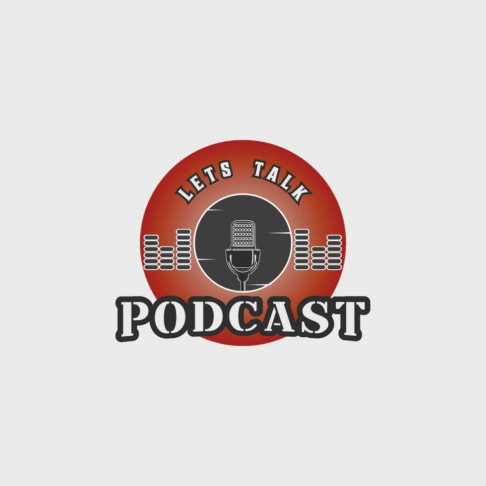 podcast embleem logo wijnoogst vector illustratie sjabloon icoon grafisch ontwerp