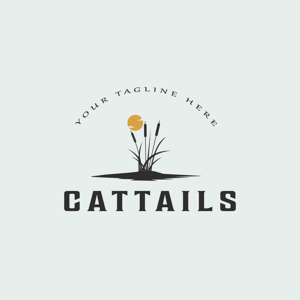 cattails wijnoogst logo vector illustratie sjabloon ontwerp