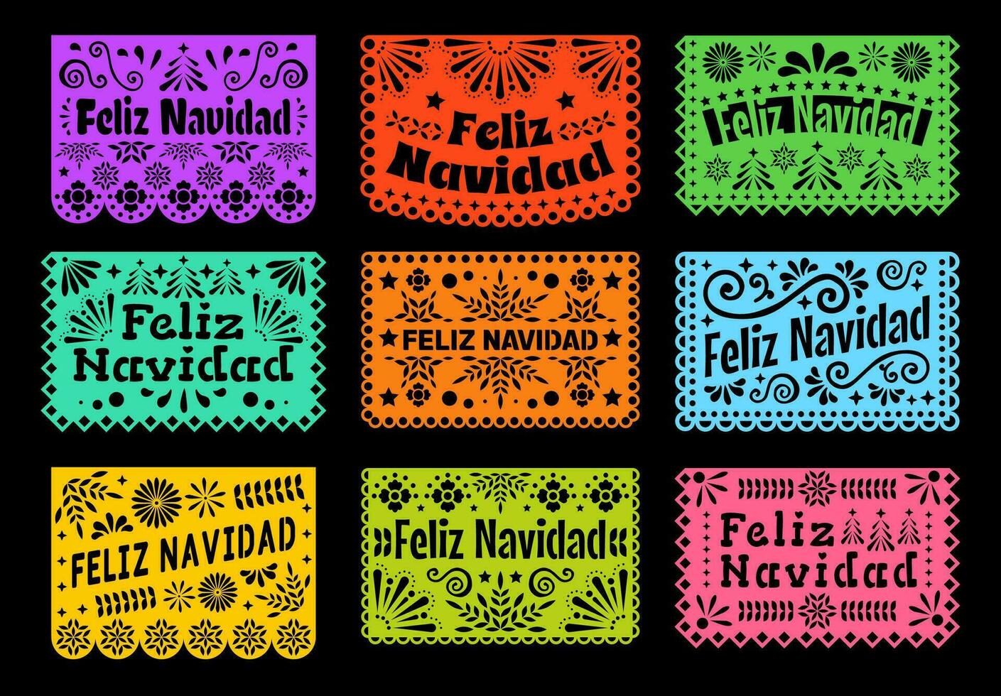 feliz navidad papier besnoeiing Mexicaans vakantie banners vector