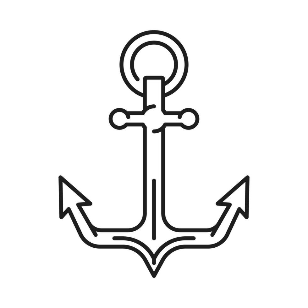 marinier schip of vaartuig anker schets icoon of teken vector
