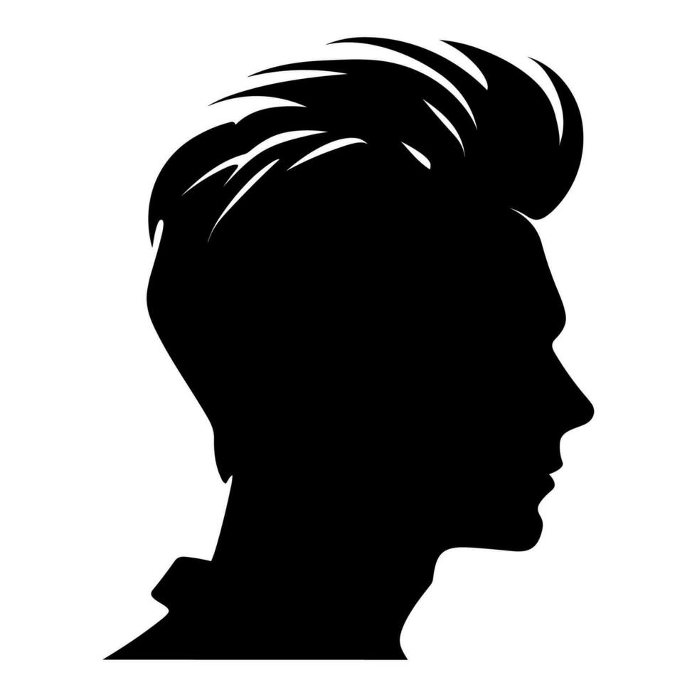 kuif kapsel silhouet clip art, mannen haar- besnoeiing vector, modieus elegant mannetje kapsel silhouet vector