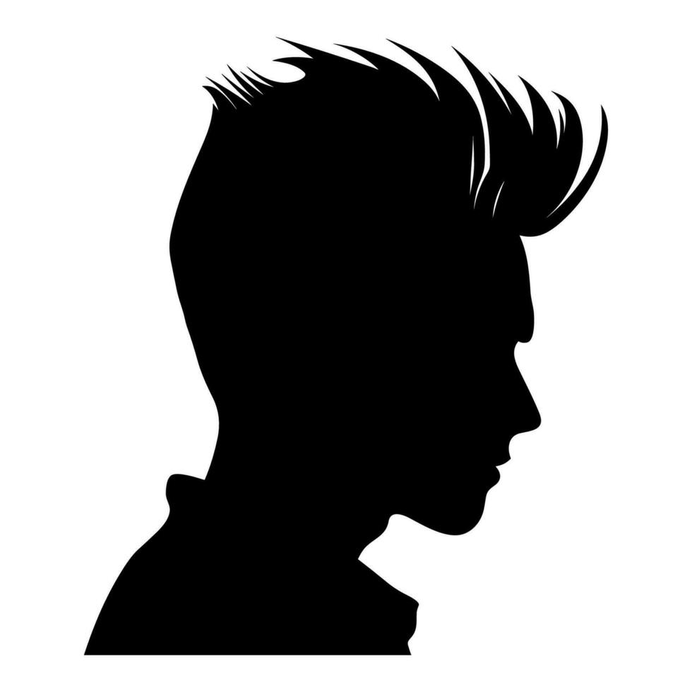 kuif kapsel silhouet clip art, mannen haar- besnoeiing vector, modieus elegant mannetje kapsel silhouet vector