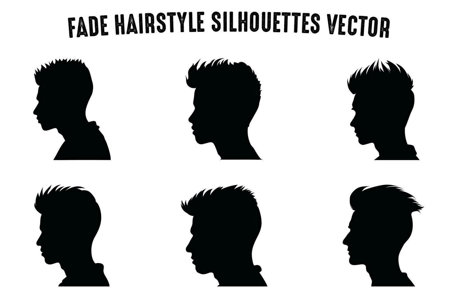 vervagen kapsel silhouet clip art bundel, mannen haar- besnoeiing vector set, modieus elegant mannetje kapsel silhouetten