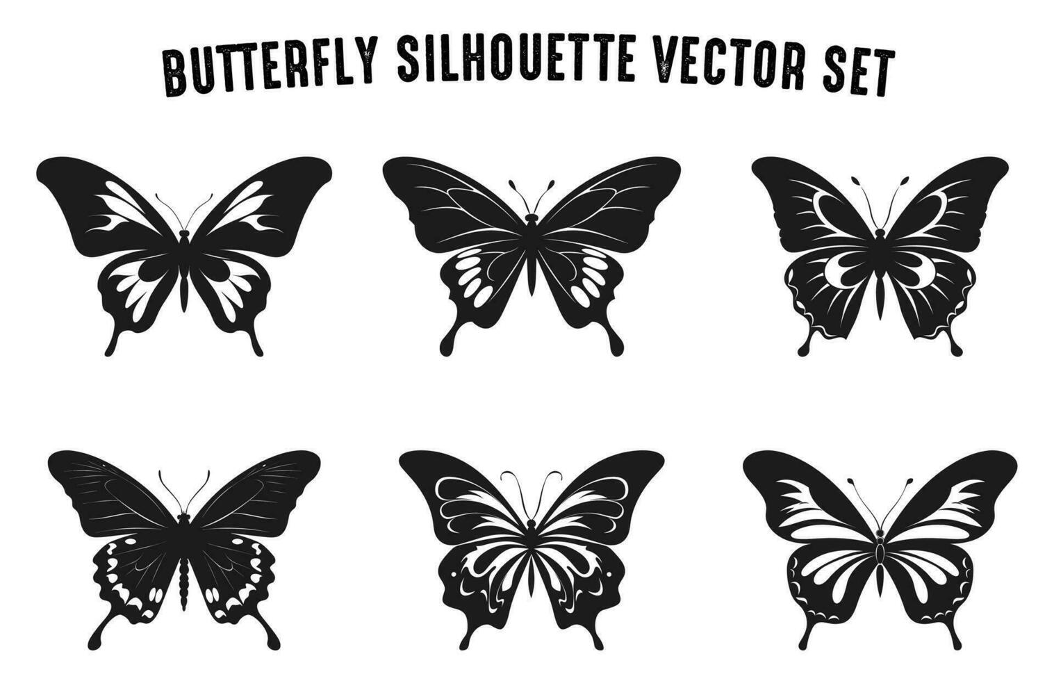 vlinder silhouetten vector set, vliegend vlinders silhouet zwart verzameling