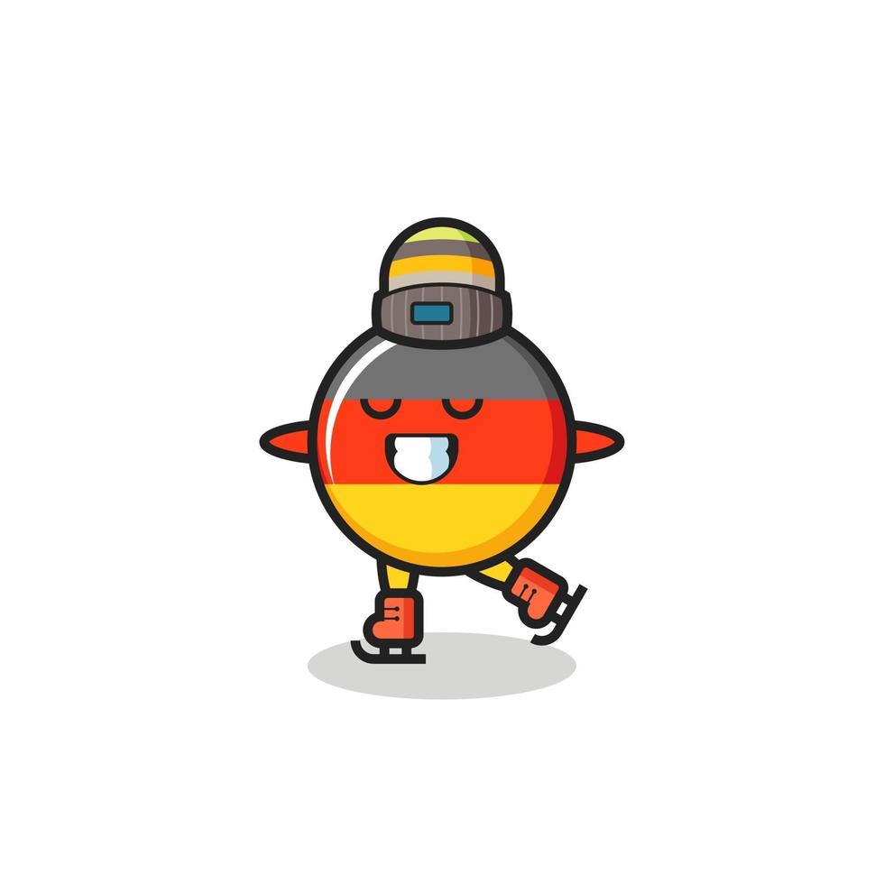 duitse vlag badge cartoon als een schaatser die presteert vector