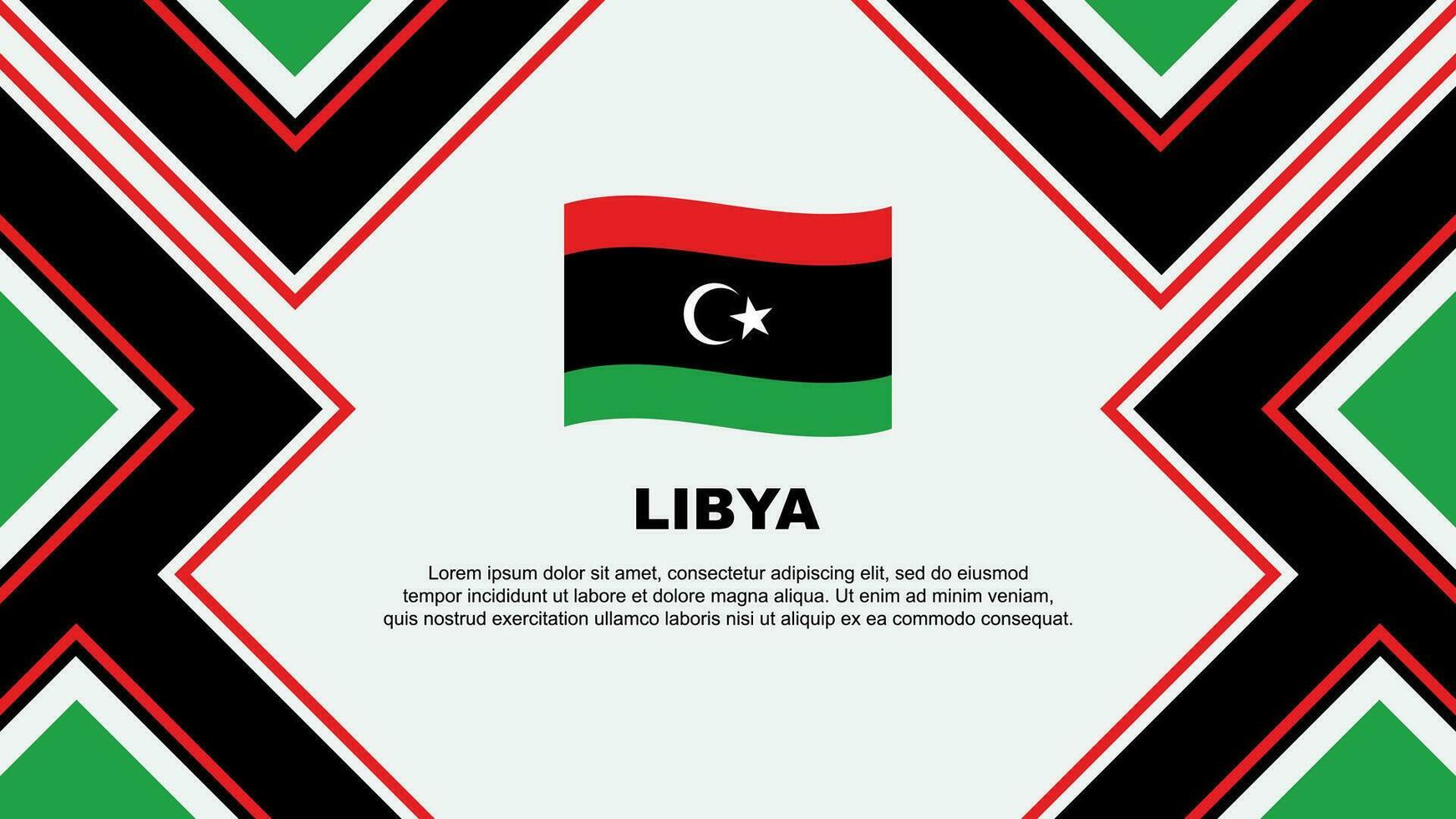 Libië vlag abstract achtergrond ontwerp sjabloon. Libië onafhankelijkheid dag banier behang vector illustratie. Libië vector