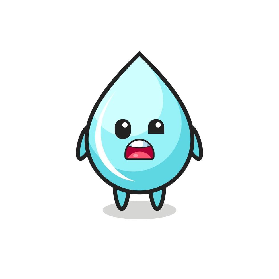 het geschokte gezicht van de schattige waterdruppelmascotte vector