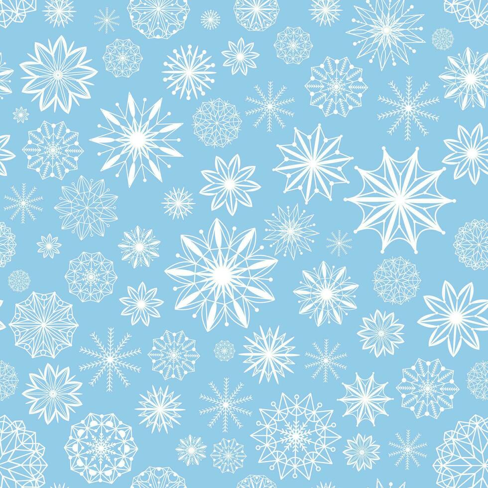 mooi neutrale sneeuwvlokken naadloos patroon. wit sneeuwvlokken versierd met cirkels en dots achtergrond. Kerstmis en nieuw jaar thema. winter afdrukken voor behang, textiel, inpakken, papier vector