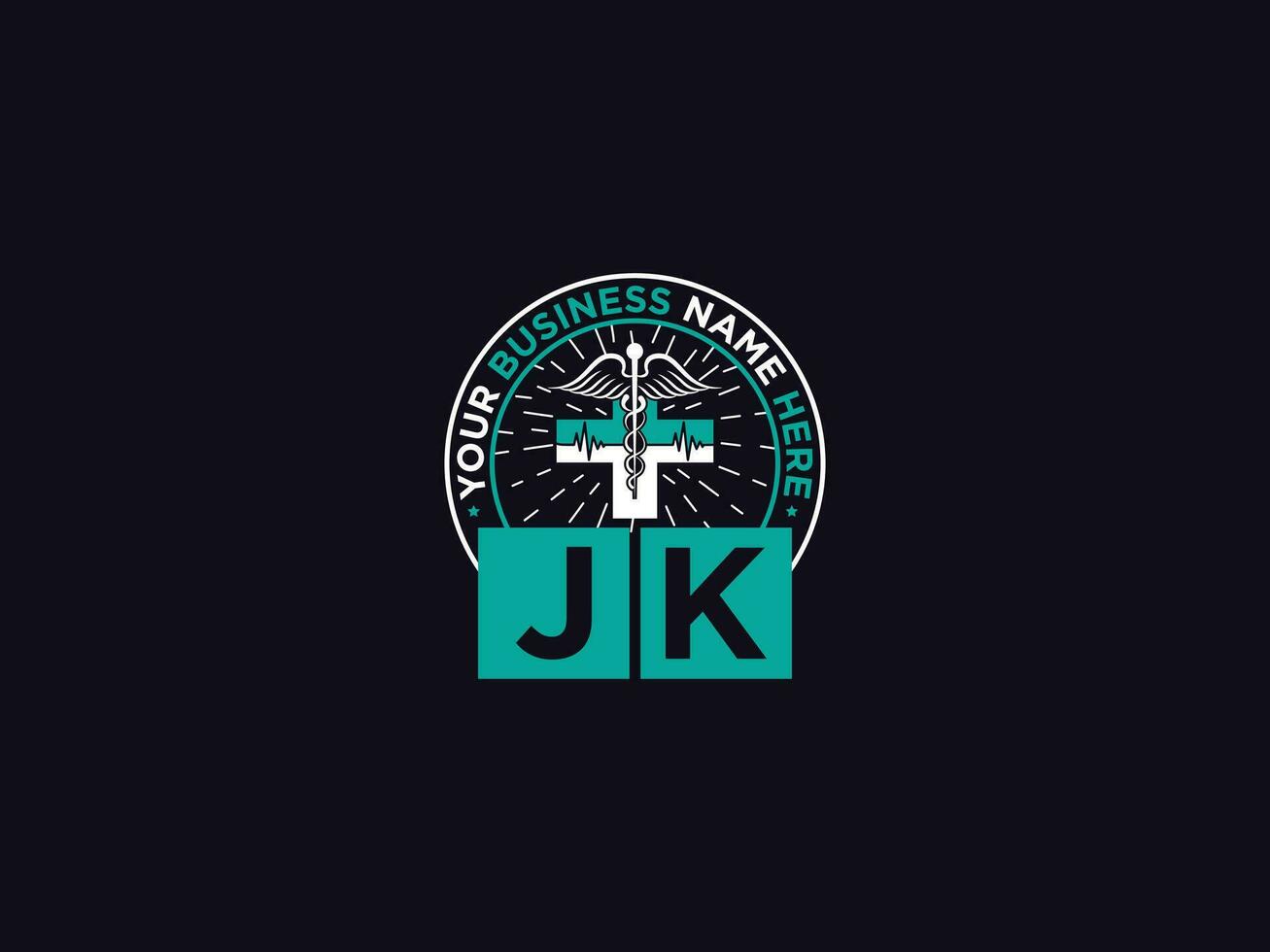 medisch jk dokter logo, kliniek jk logo icoon vector voor uw bedrijf