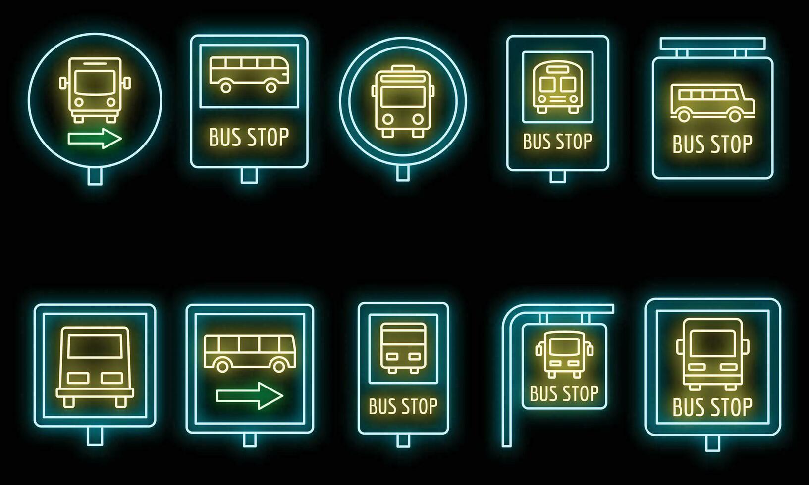 stad bus hou op teken icoon reeks vector neon