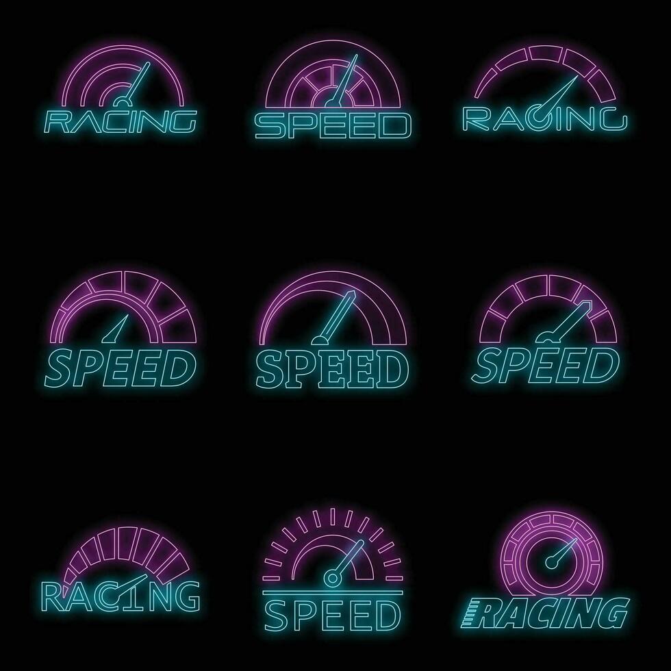 snelheidsmeter niveau paneel logo reeks vector neon