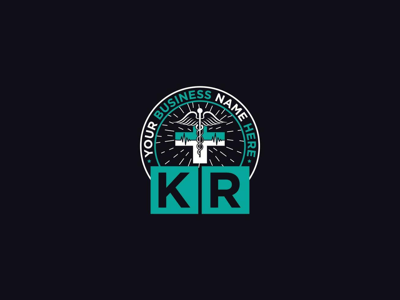 kliniek kr logo brief, minimaal kr luxe medisch logo voor artsen vector