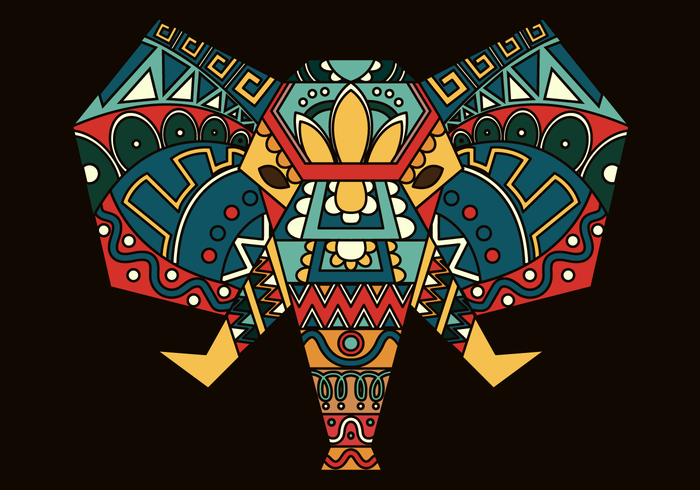 Bohemian kleur geschilderde olifant vector illustratie
