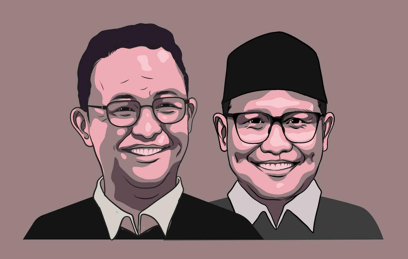 anies en muhaimin illustratie, ze zijn officieel registreren voor 2024 Indonesië presidentieel ras vector