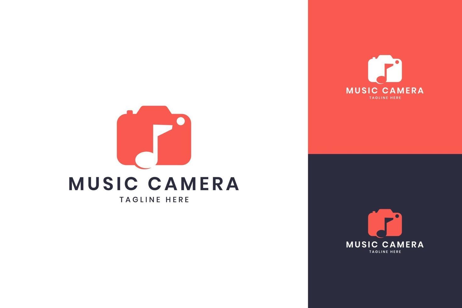 muziek camera negatief ruimte logo ontwerp vector