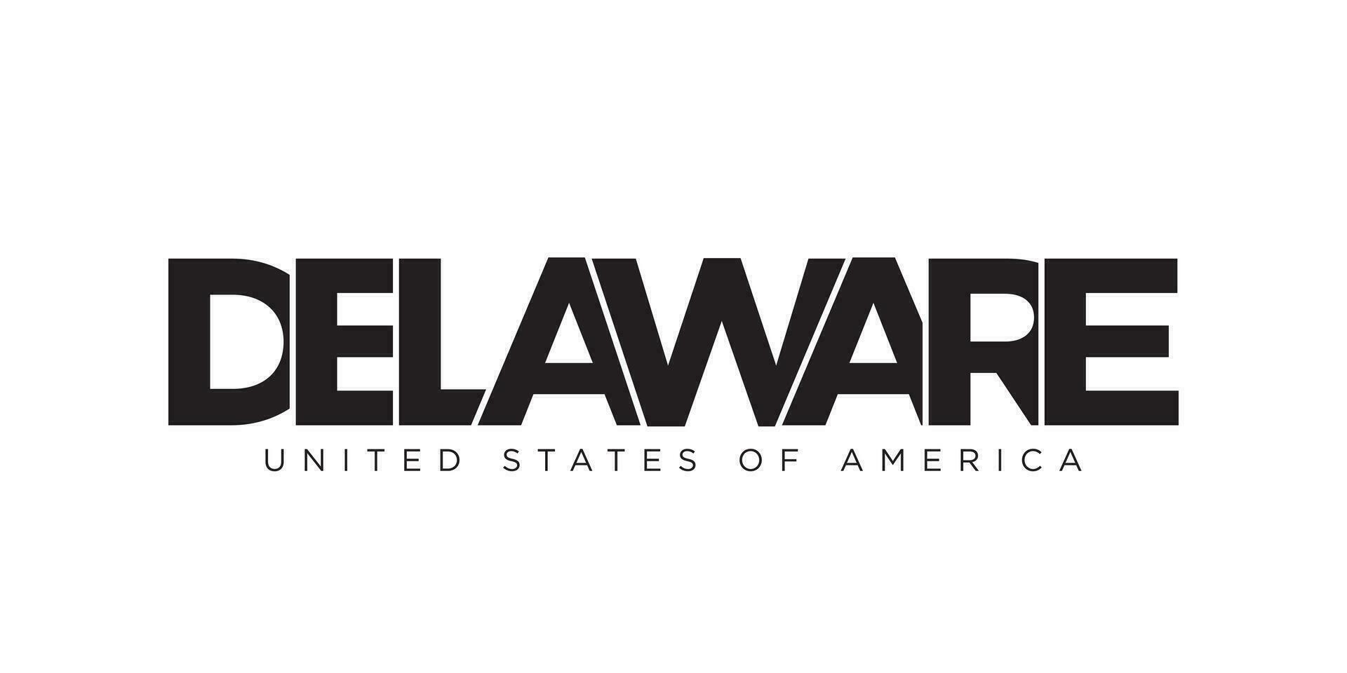 Delaware, Verenigde Staten van Amerika typografie leuze ontwerp. Amerika logo met grafisch stad belettering voor afdrukken en web. vector