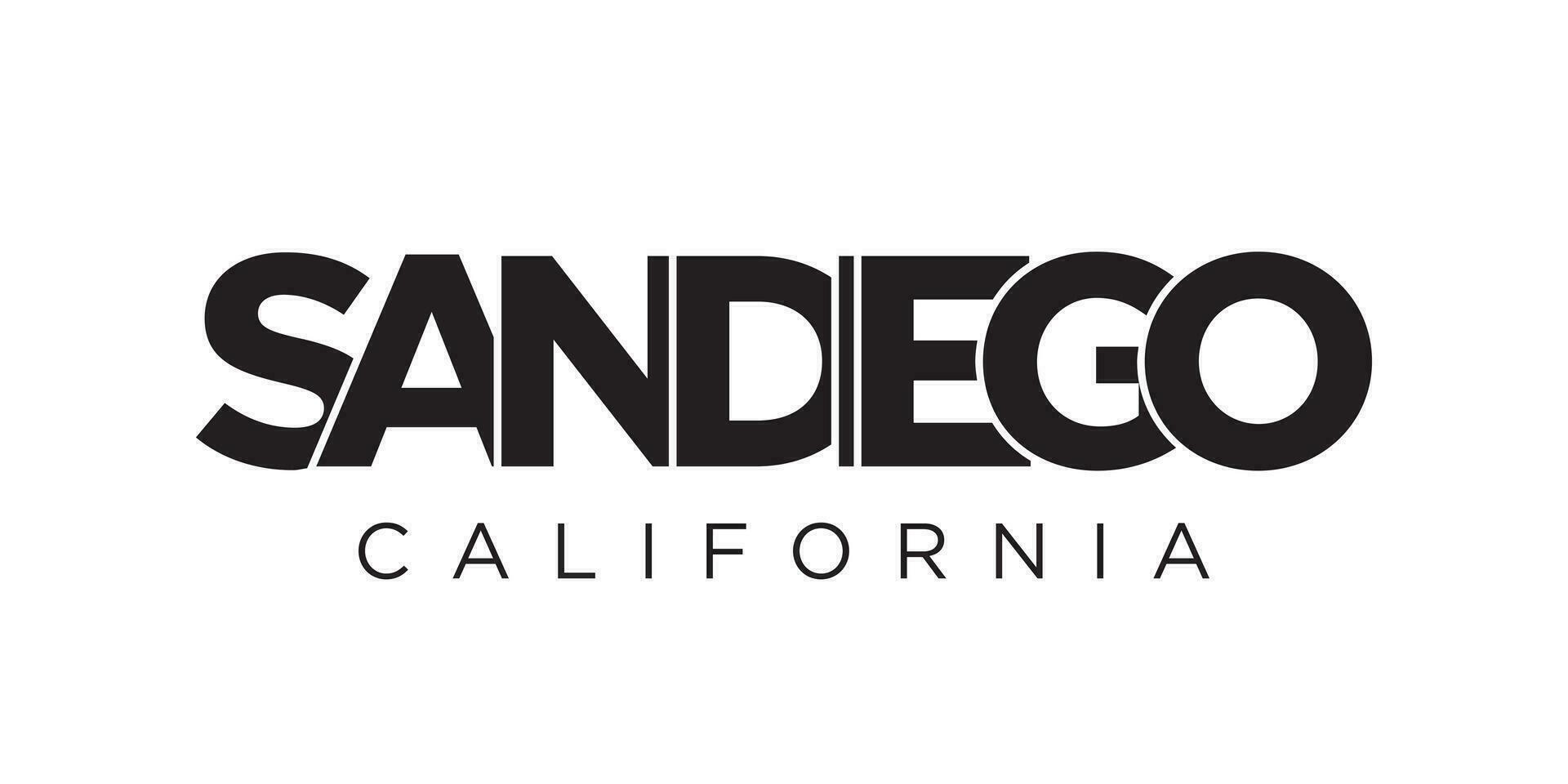 san diego, Californië, Verenigde Staten van Amerika typografie leuze ontwerp. Amerika logo met grafisch stad belettering voor afdrukken en web. vector