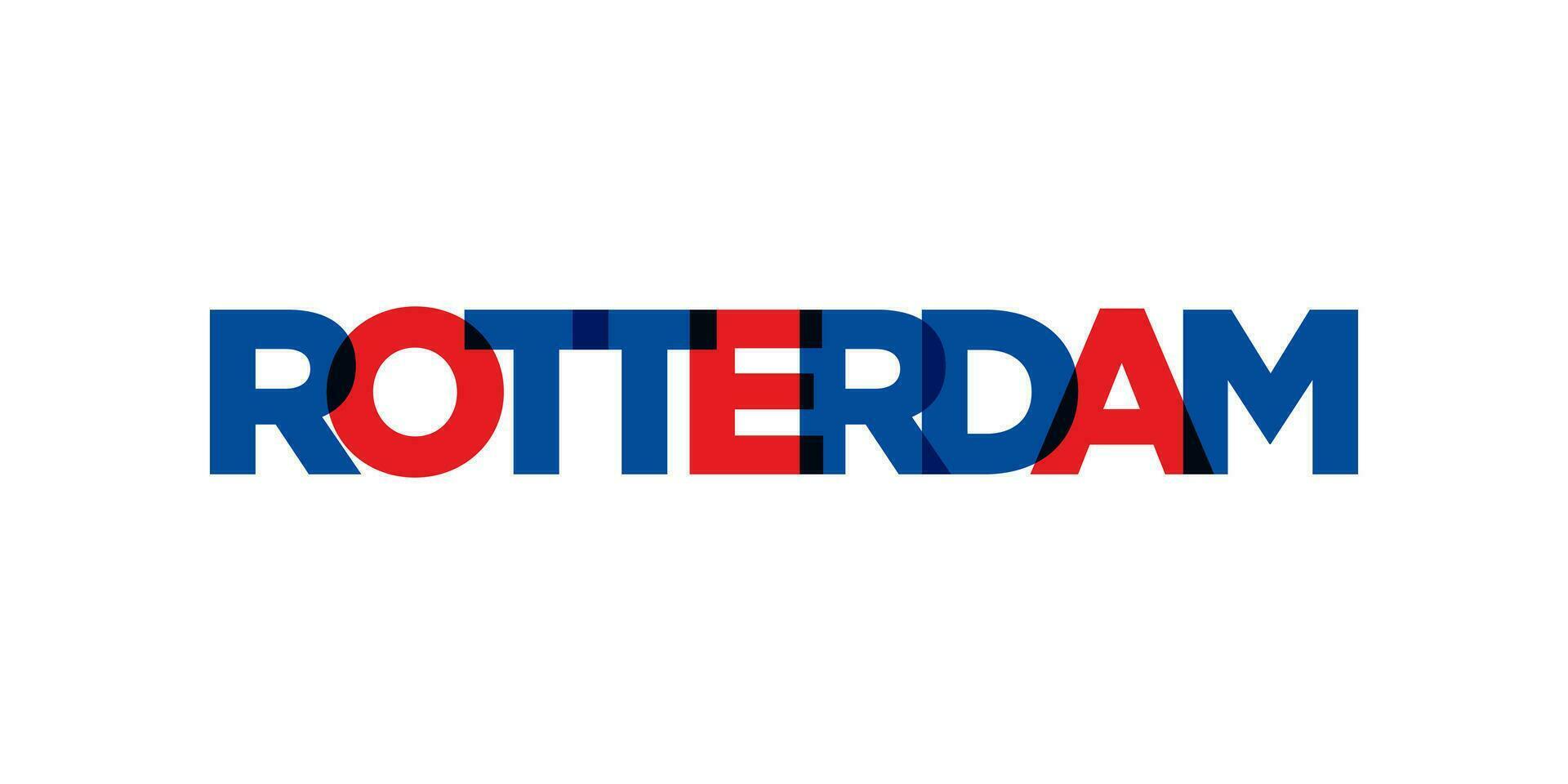 Rotterdam in de Nederland embleem. de ontwerp Kenmerken een meetkundig stijl, vector illustratie met stoutmoedig typografie in een modern lettertype. de grafisch leuze belettering.