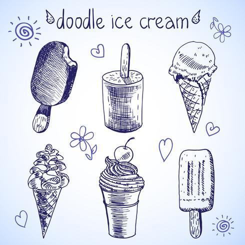 Doodle ijs bevroren dessert stijl schets vector