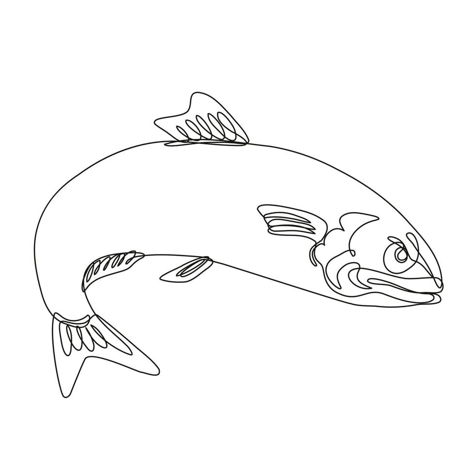 boze Atlantische haring sardine vis springen doorlopende lijntekening vector
