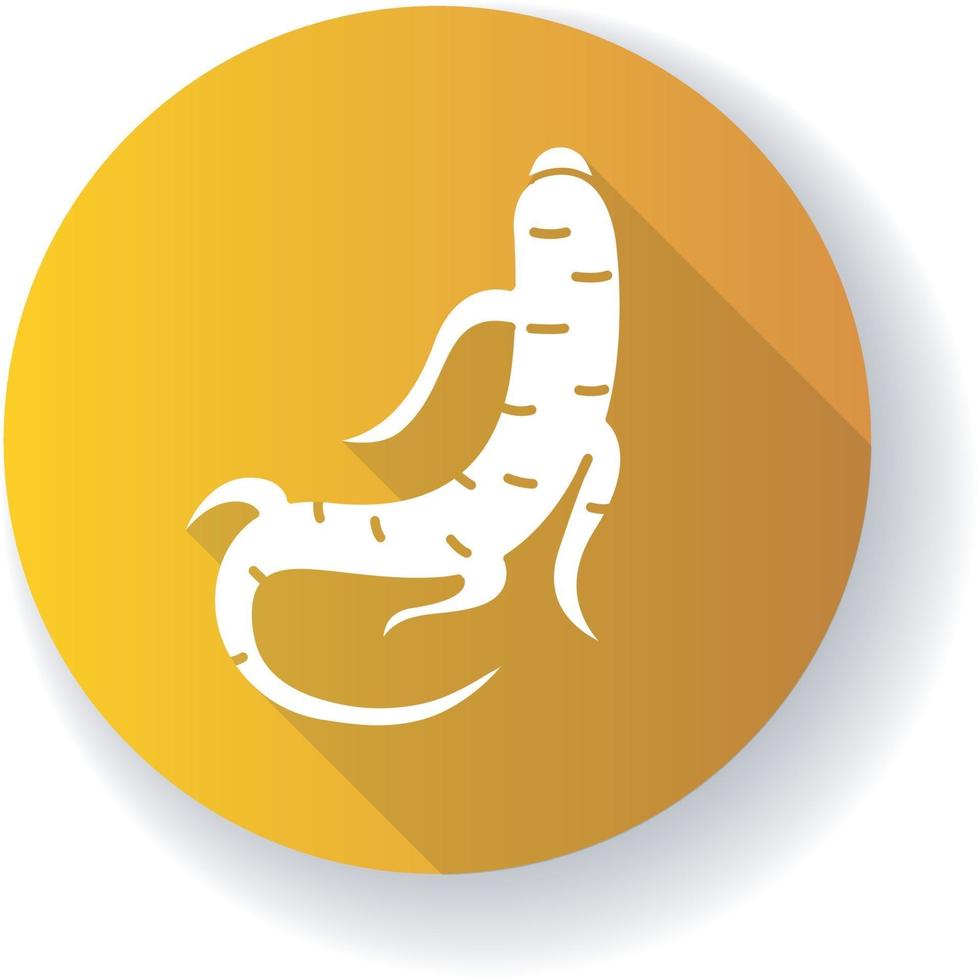 ginseng oranje plat ontwerp lange schaduw glyph icon vector