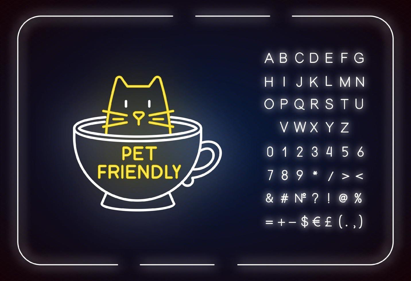 kat vriendelijk café neonlicht icoon vector