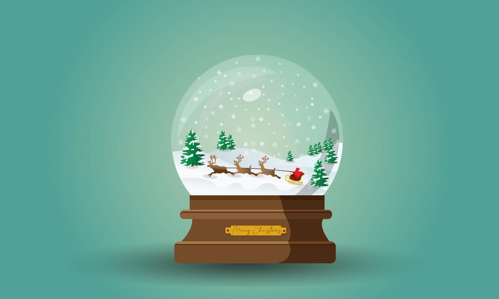 vrolijke kerst sneeuwbol met kerstman design vector