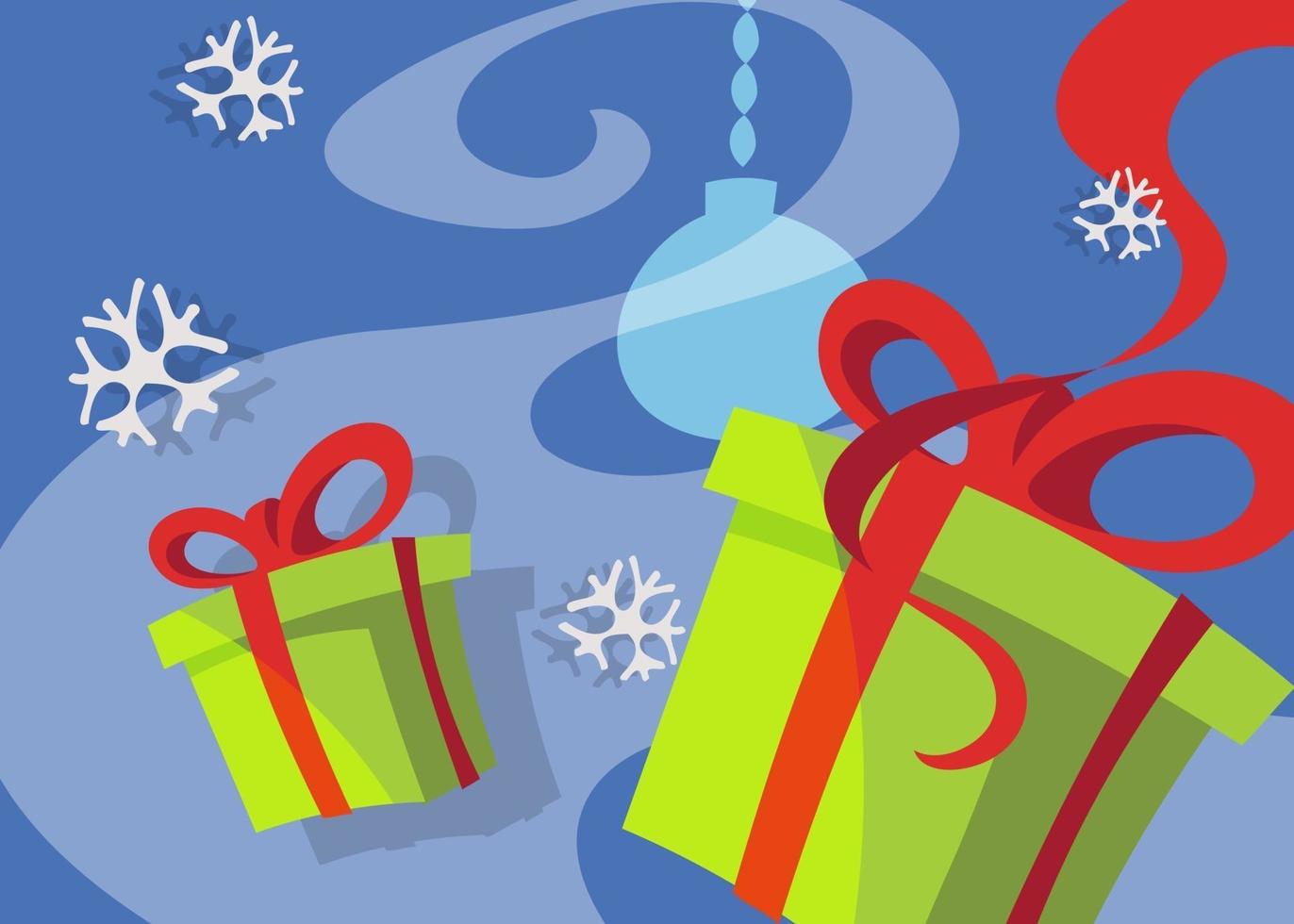 banner met geschenkdozen. kerst plakkaat ontwerp in cartoon-stijl. vector