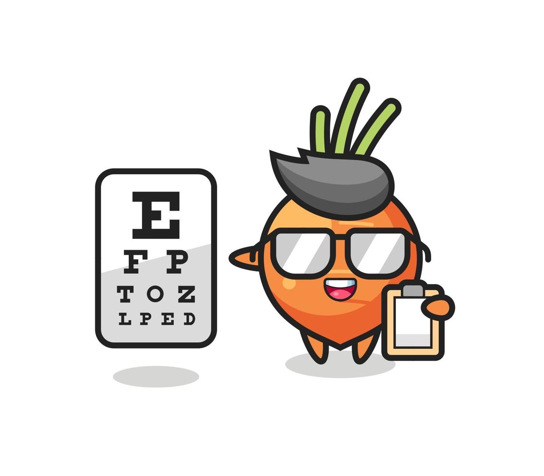 illustratie van wortelmascotte als oogarts vector