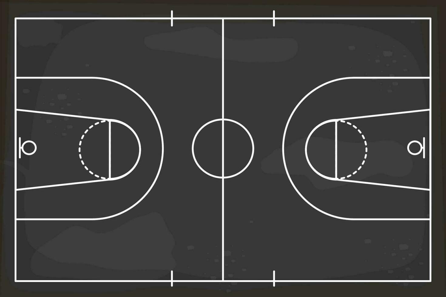 basketbal schoolbord met krijt spel strategie, trainer plan. wit lijnen Aan bord, opleiding, onderwijs. vector illustratie